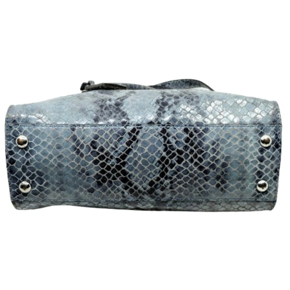 MICHAEL Michael Kors Blue Snake-Print Satchel with Chain Strap - Picture 4 of 5